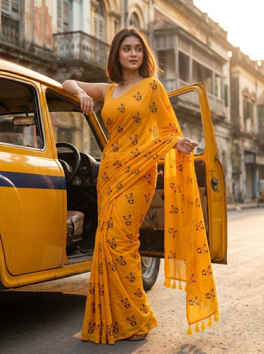 Little Panda Tale Mul Cotton Saree