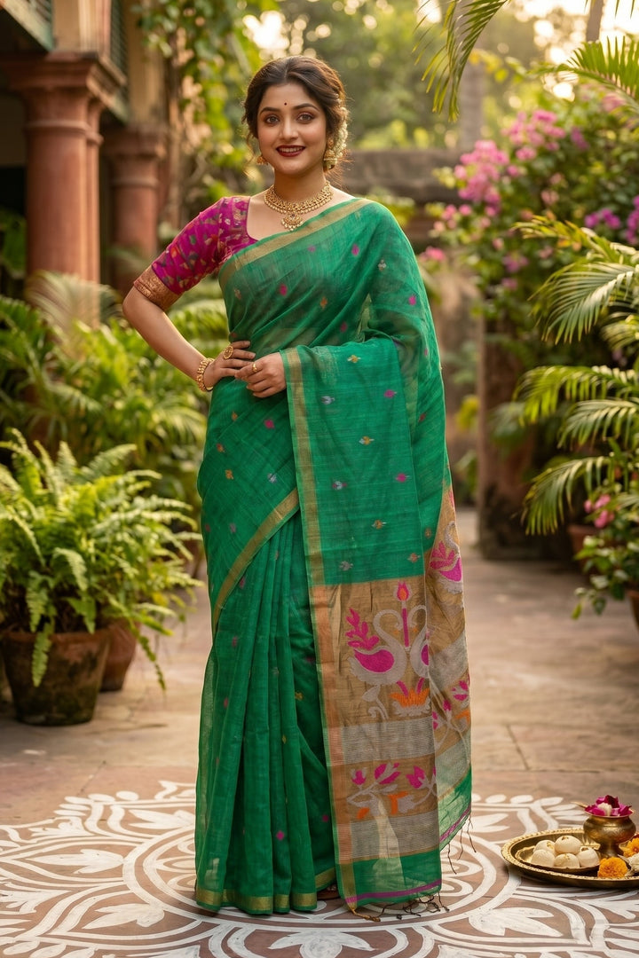 Aponjon Pure Linen Jamdani Saree