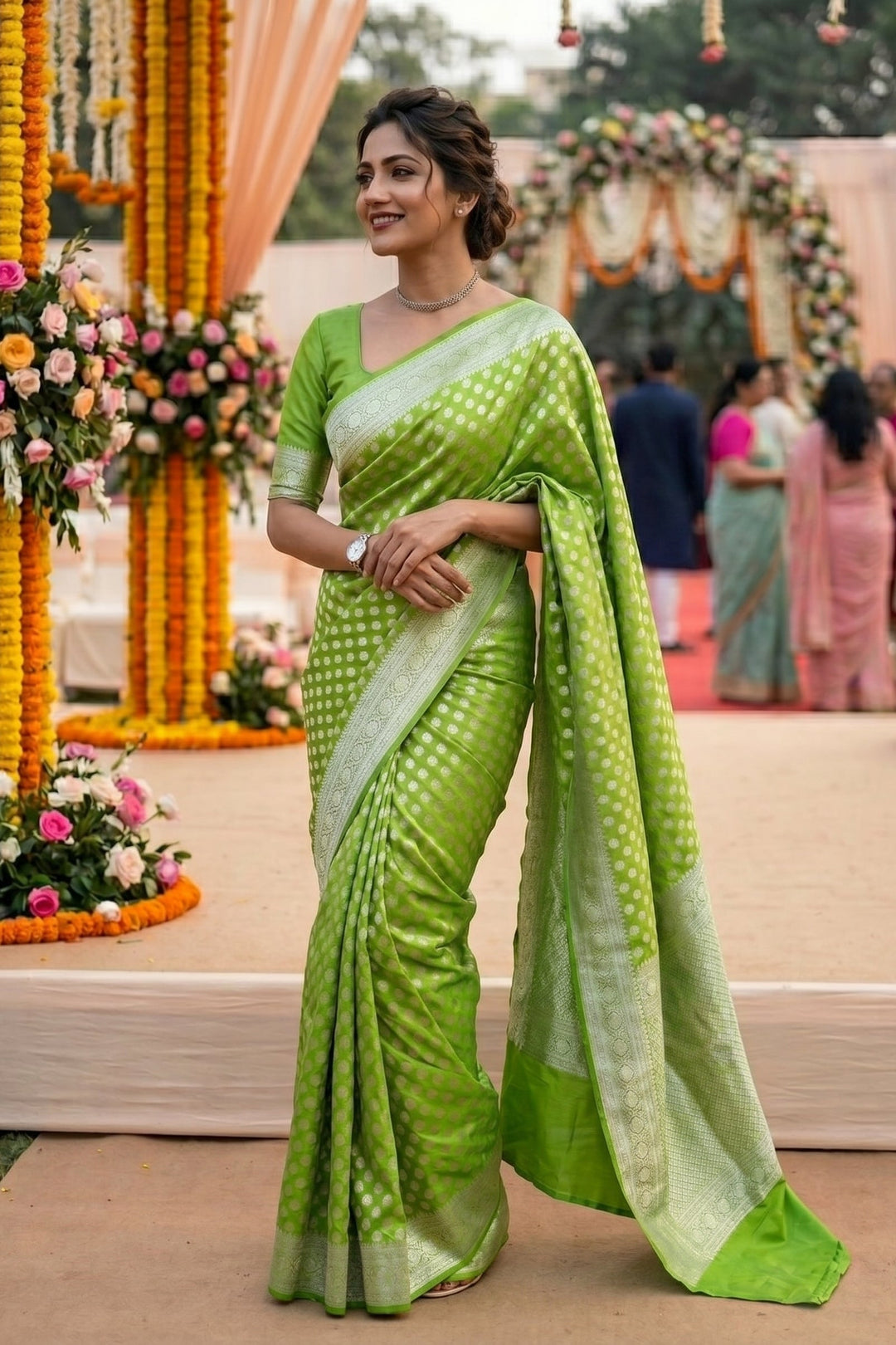 Celadon Grace - Semi Georgette Soft Silk Saree