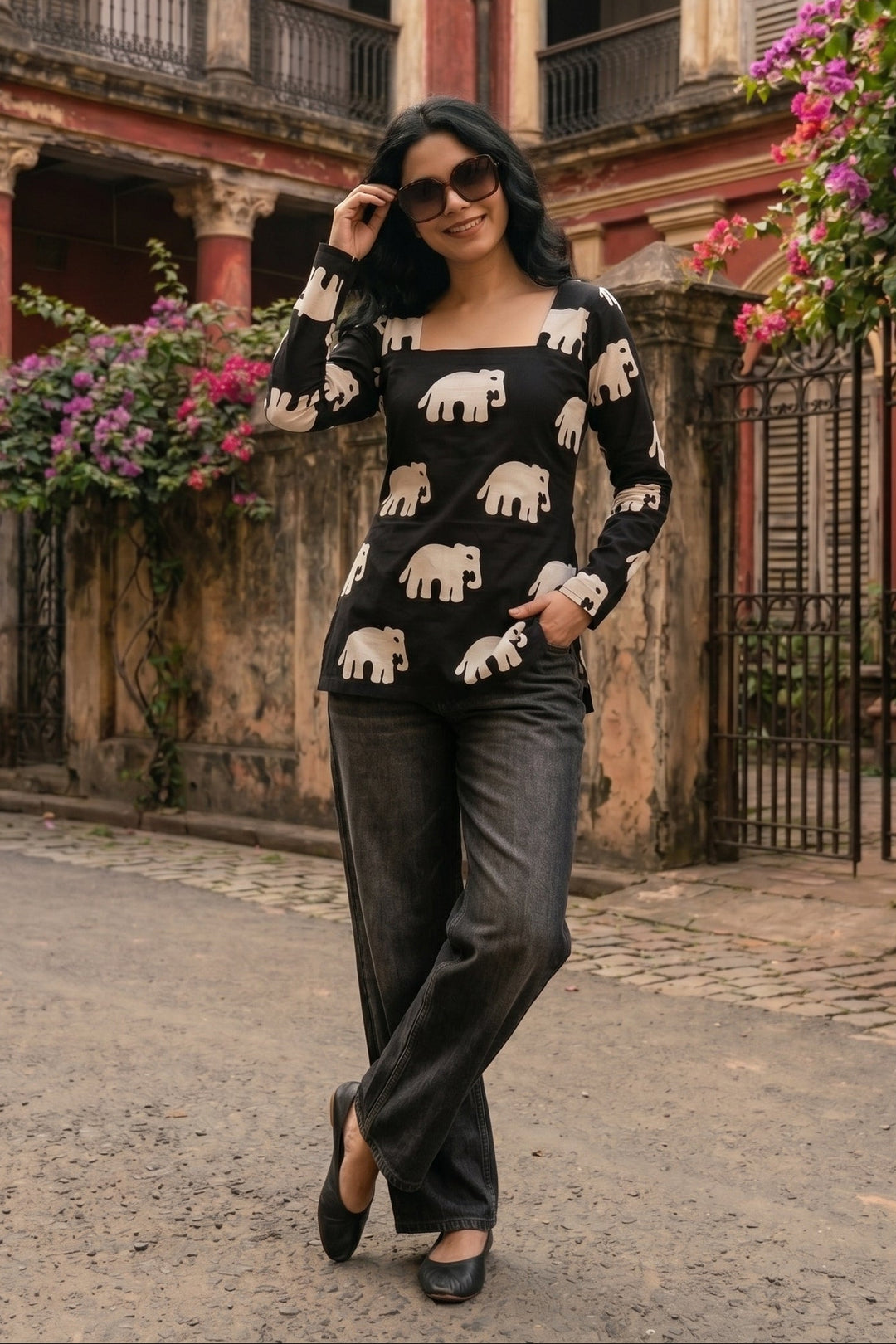 Poetry of Petals Printed Rayon Top