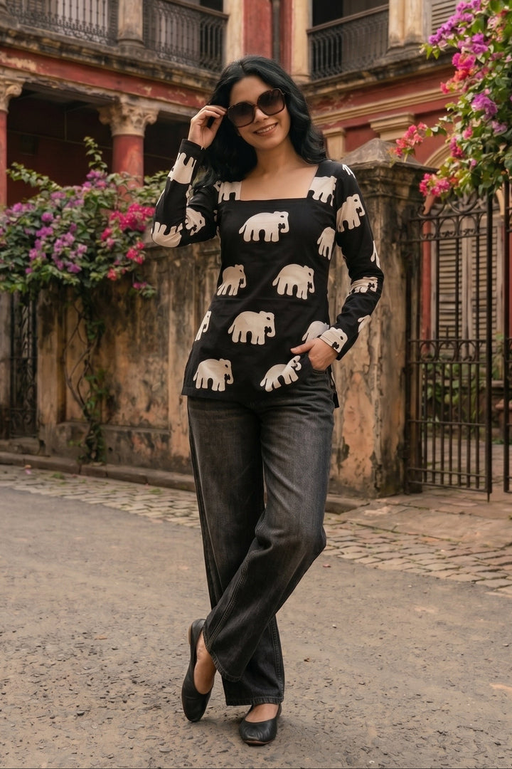 Poetry of Petals Printed Rayon Top