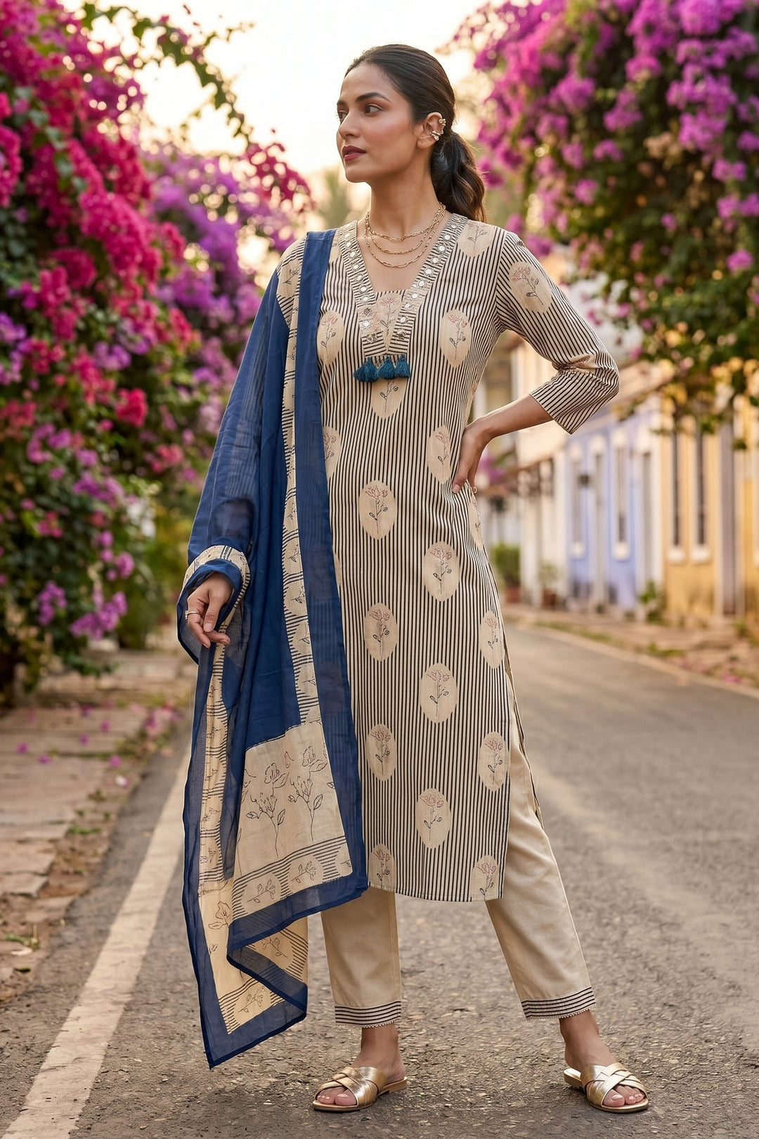 Mermaid Mood Cotton Kurti Set