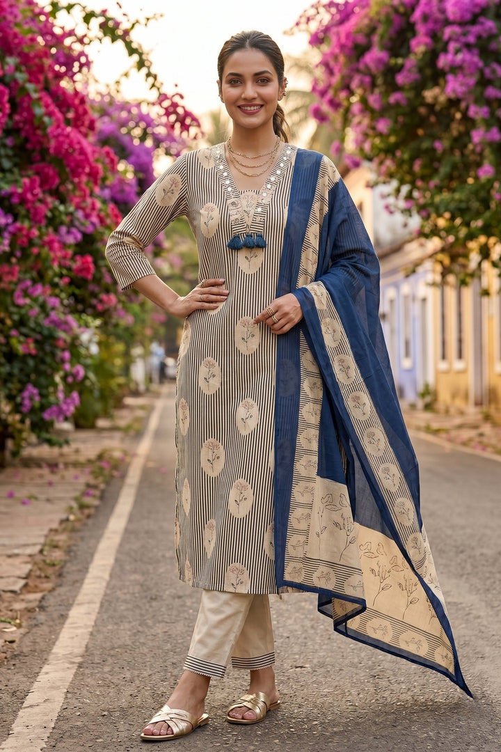 Mermaid Mood Cotton Kurti Set