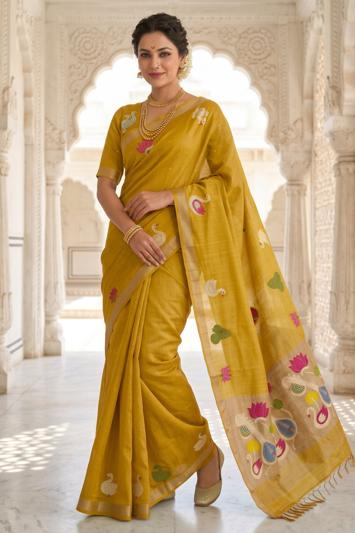 Beena Bandana Tissu Paithani Silk Linen Banarasi Saree