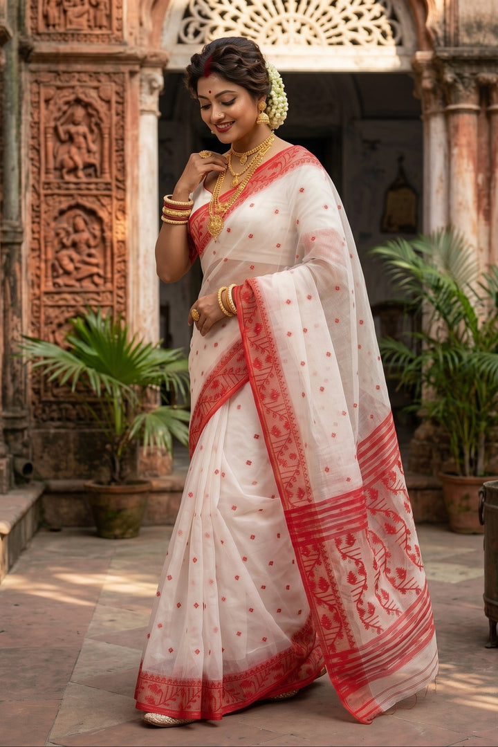 Ektu Bikel Karat Dhakai Jamdani Saree