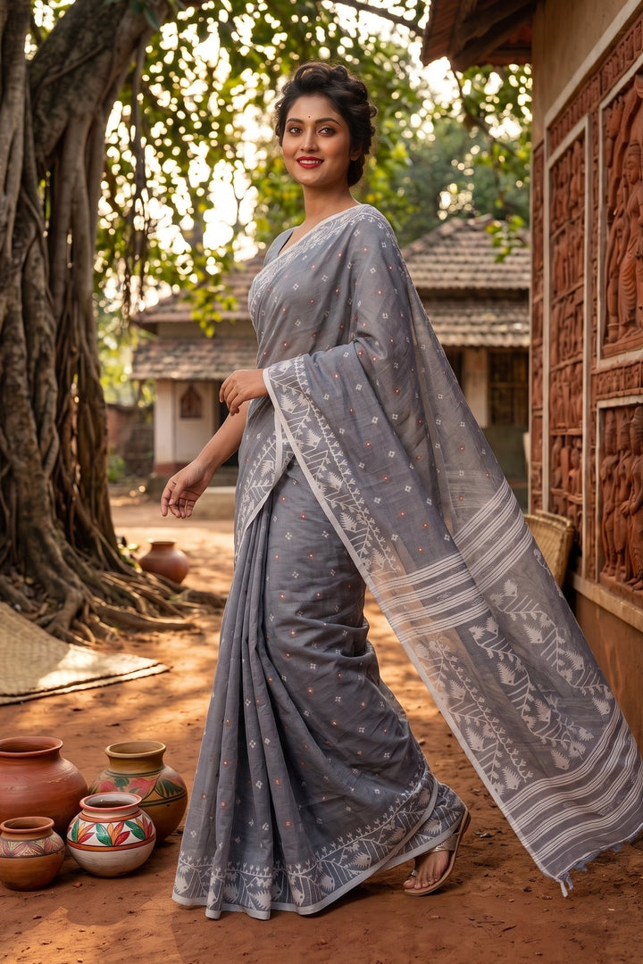 Ektu Bikel Karat Dhakai Jamdani Saree