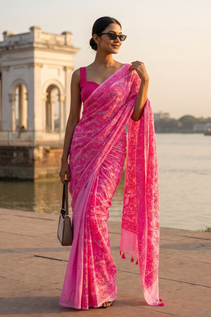 Petals & Paisley Mul Cotton Saree