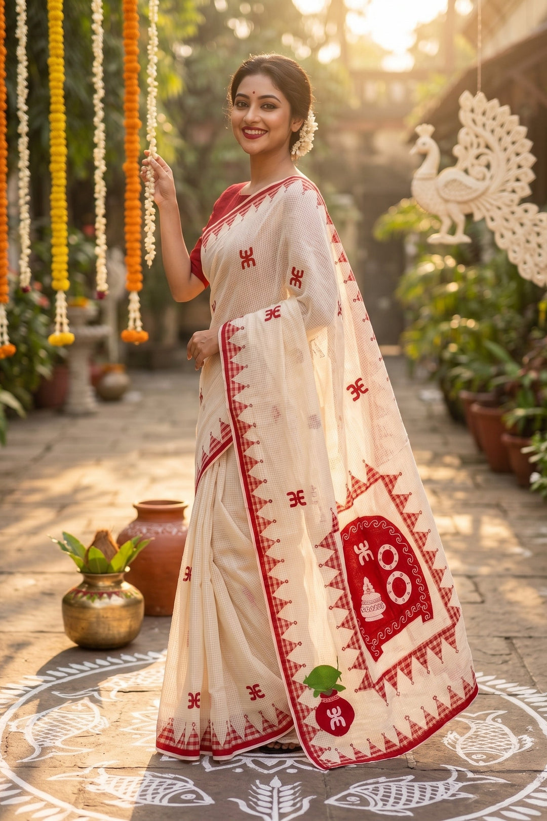 Shubhanjali Kota Applique Saree