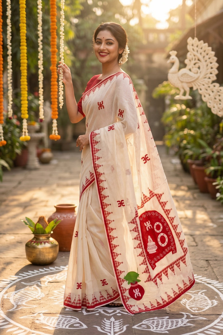 Shubhanjali Kota Applique Saree