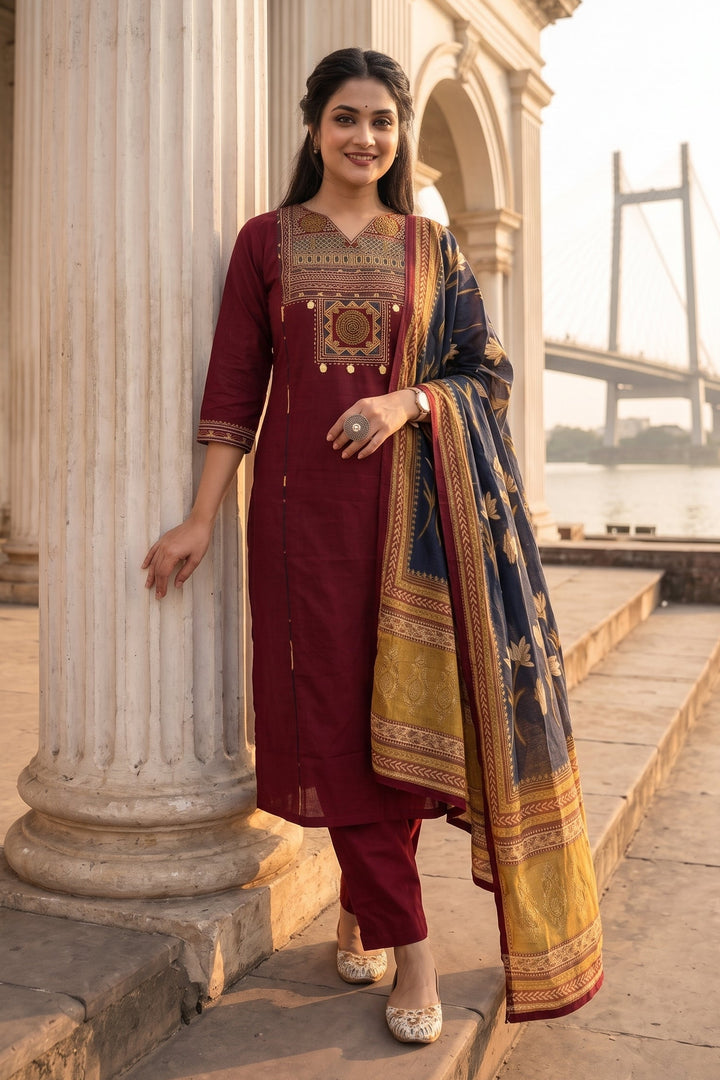 Twist And Turn Cotton Kurti Set