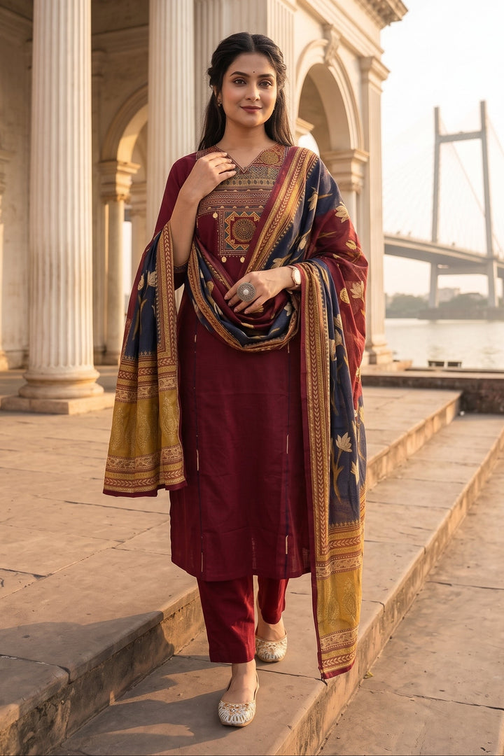 Twist And Turn Cotton Kurti Set