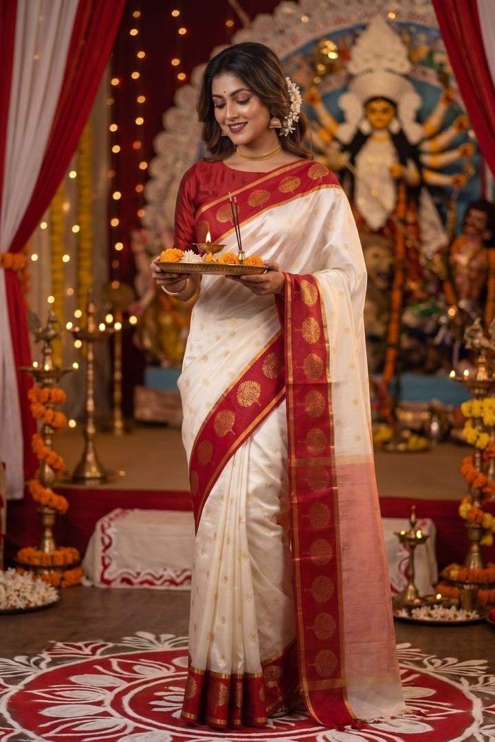 Fresh Realm Satin Silk Banarasi Saree