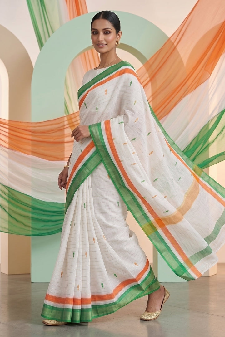 Tiranga Grace Semi Linen Saree (Independence Day Special)