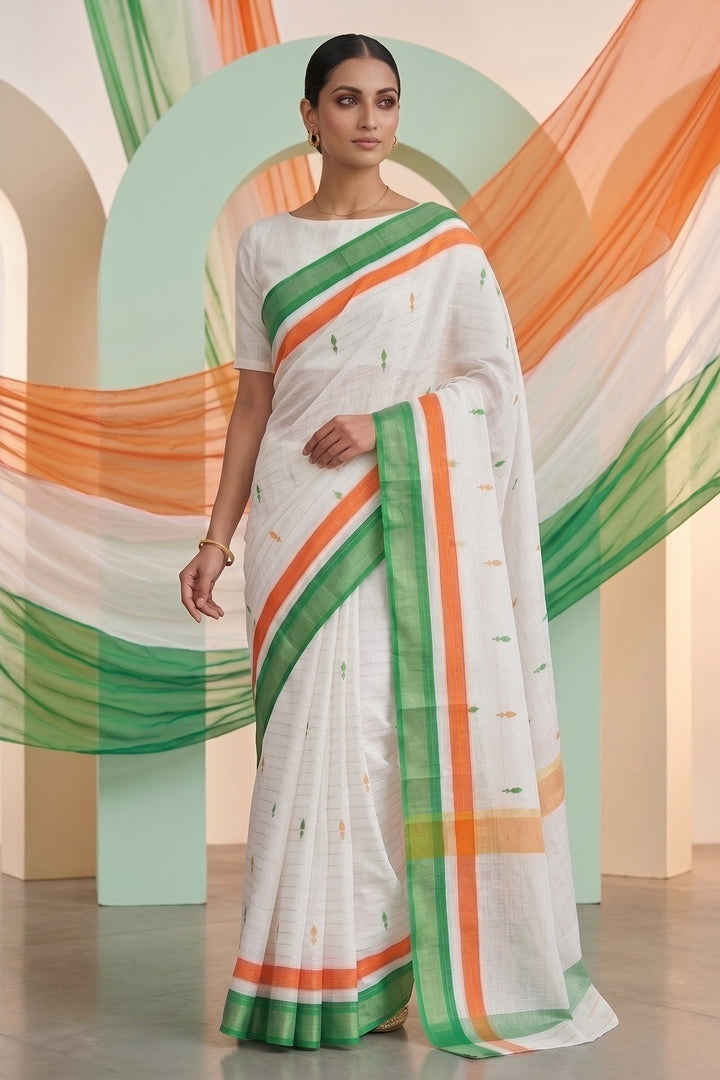 Tiranga Grace Semi Linen Saree (Independence Day Special)