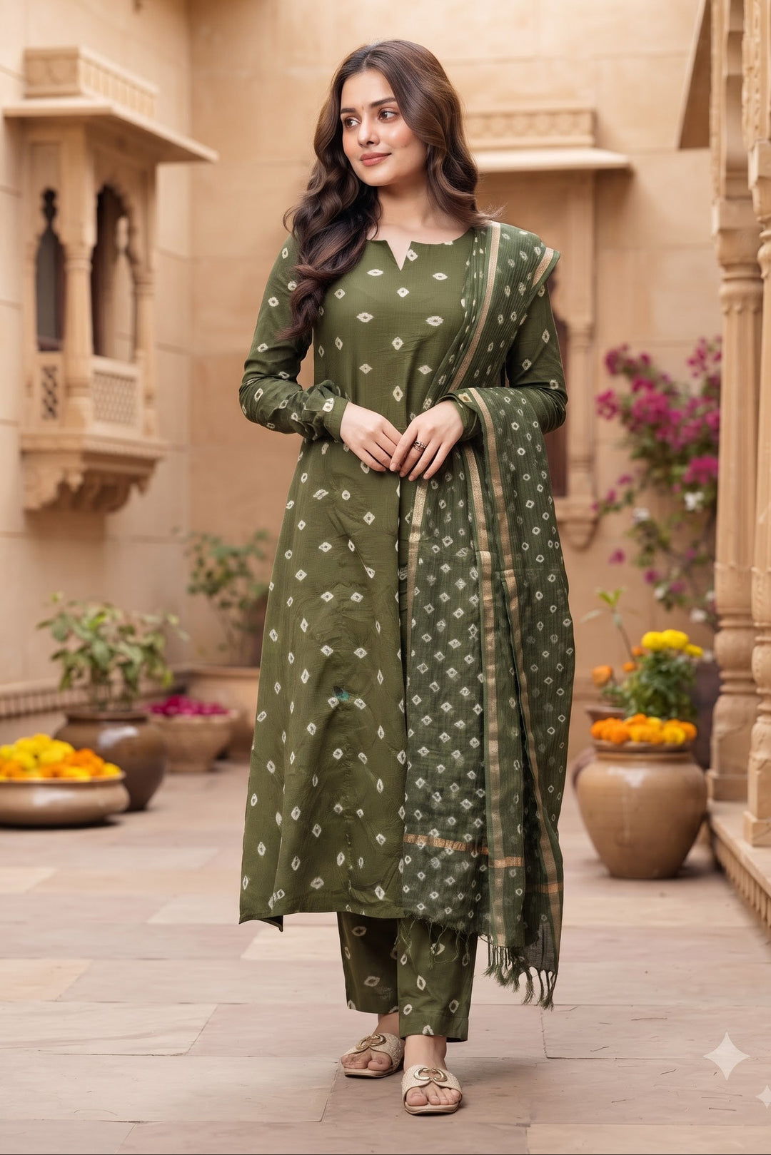 Be My Bandhani Kota Doriya Cotton Kurti Set