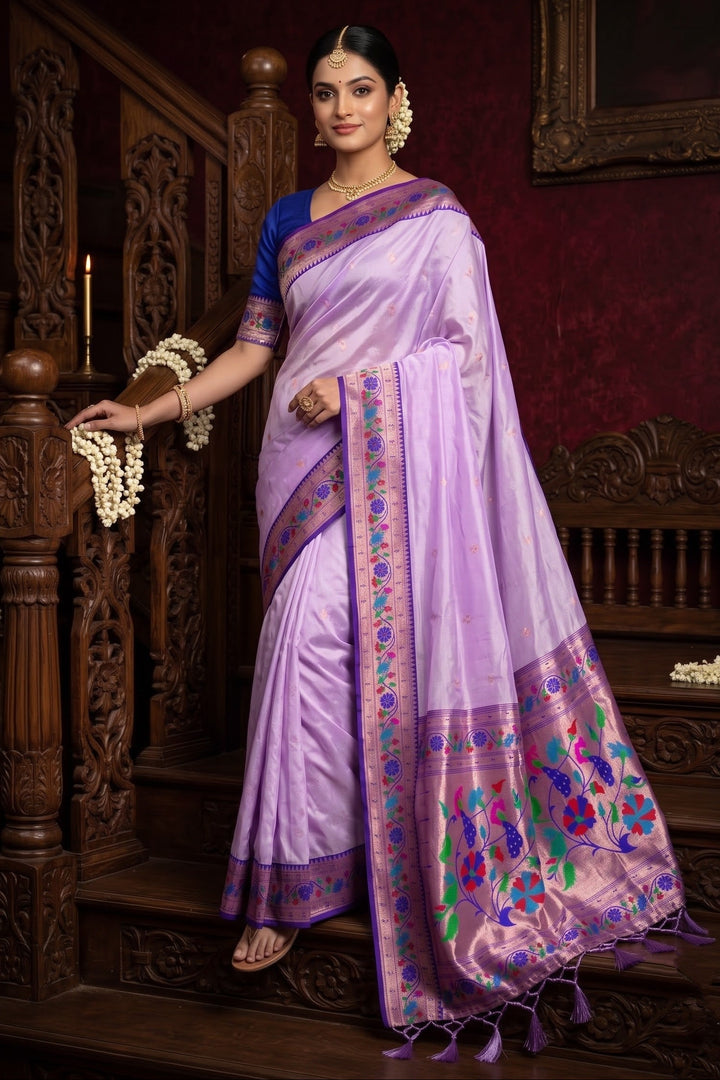Golden Dew-Organza Silk (Semi) Saree with Minakari Zari Border & Designer Zari Pallu