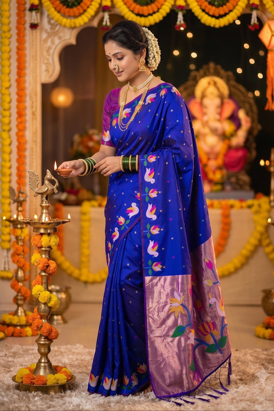 Meherika Khadi Silk Saree With Minakari Zari Border & Designer Zari Pallu