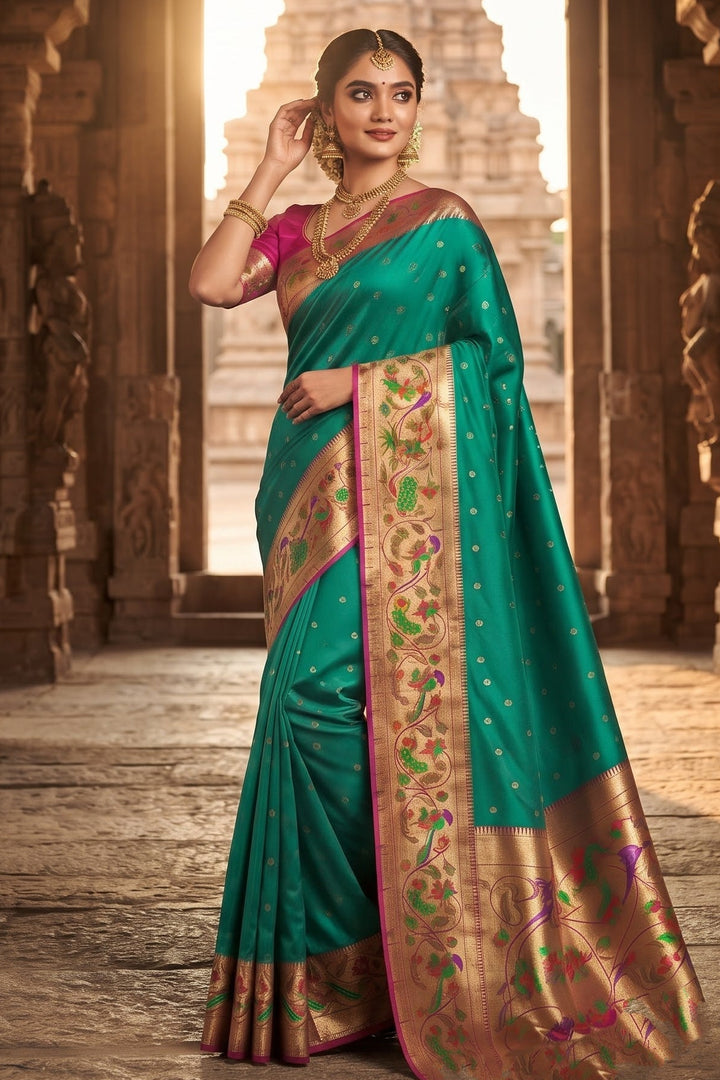 Gilded Majesty- Kanchivaram Paithani Silk (Semi) Saree