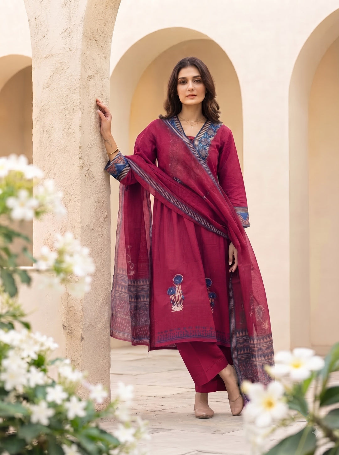 Aura Bloom - Cotton 3 Piece kurti Set