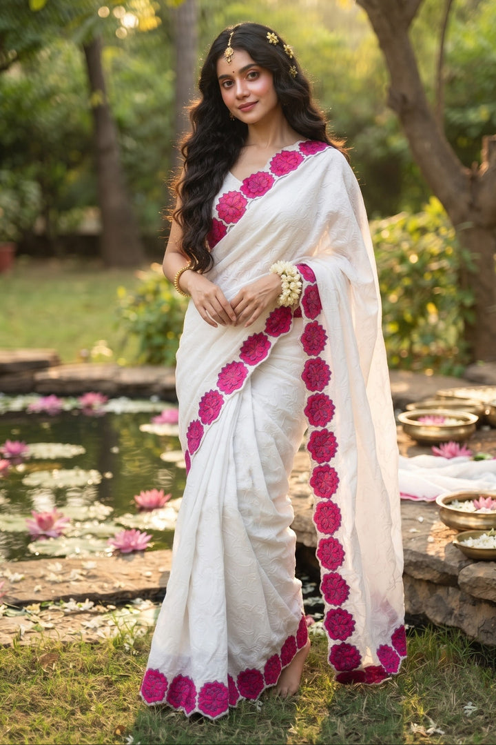 Lotus Whisper Crush Silk Saree