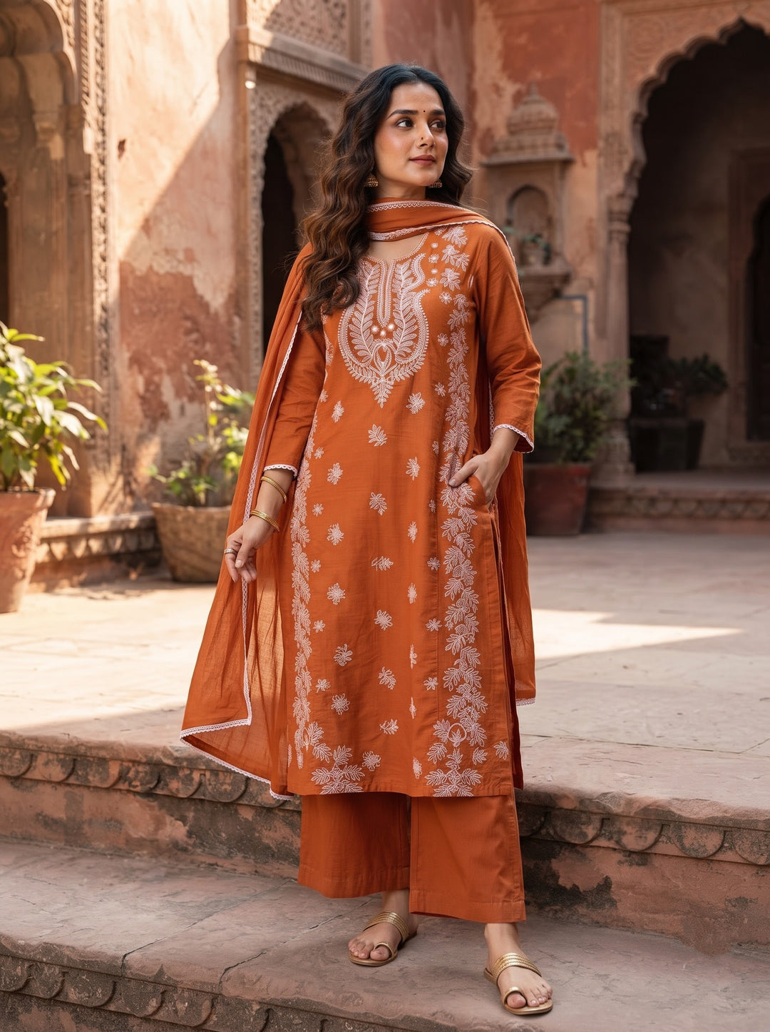 Calista Charm - Embroidered Cotton Kurti Set