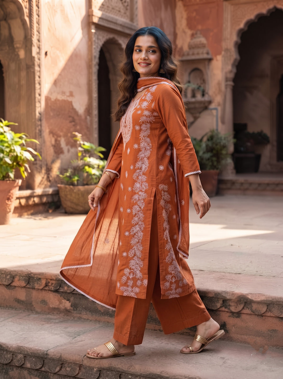 Calista Charm - Embroidered Cotton Kurti Set