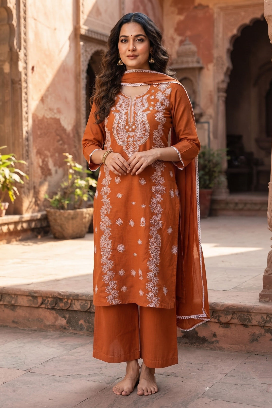 Calista Charm - Embroidered Cotton Kurti Set