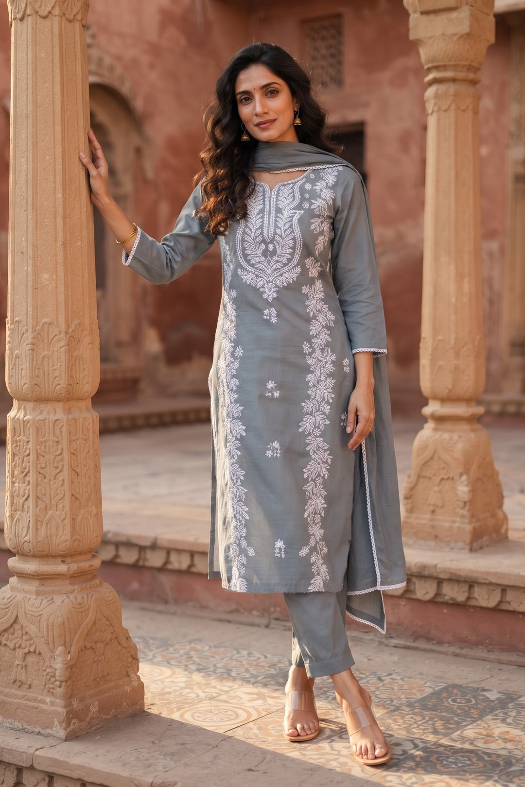 Calista Charm - Embroidered Cotton Kurti Set