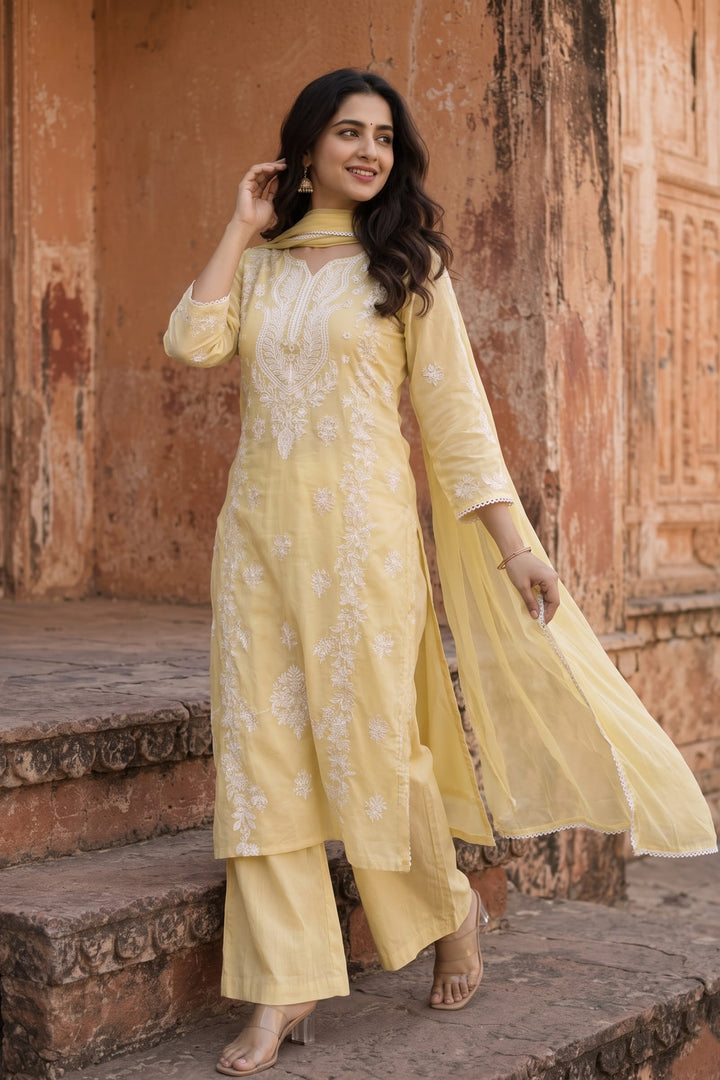 Calista Charm - Embroidered Cotton Kurti Set