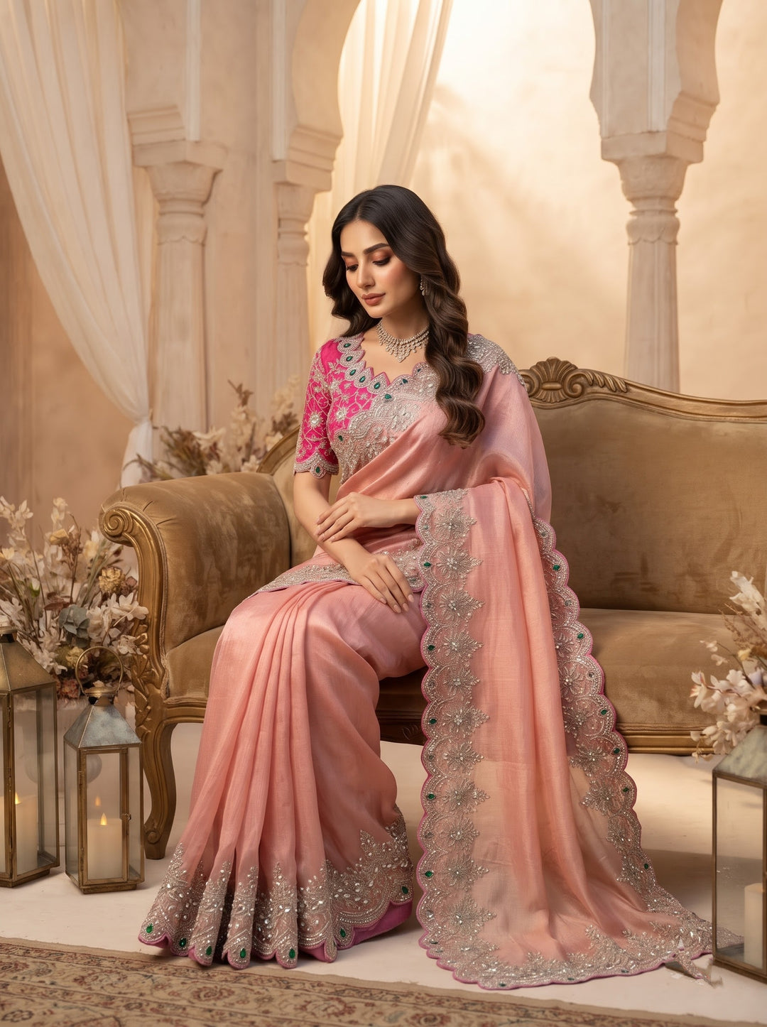 Seraphina Drape -  Designer Sequence Tissue Silk Saree with Designer (Unstitched) Blouse Piece