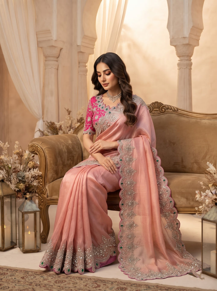 Seraphina Drape -  Designer Sequence Tissue Silk Saree with Designer (Unstitched) Blouse Piece