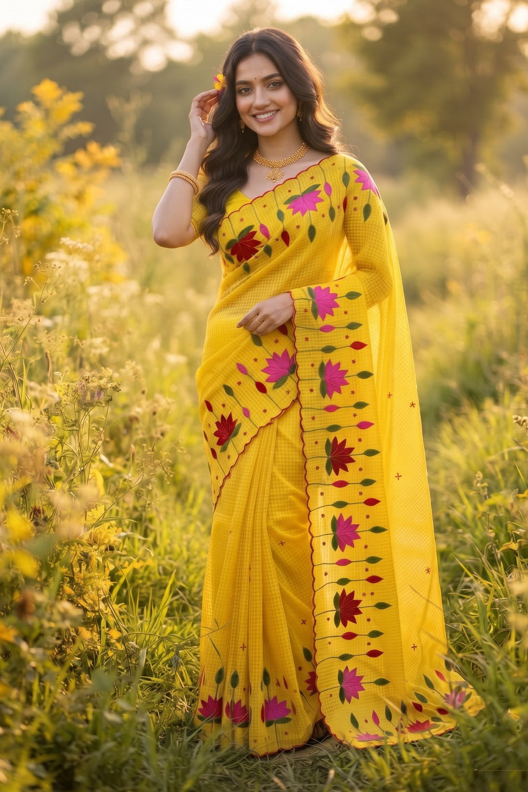 Padyo Pata Kota Applique Saree