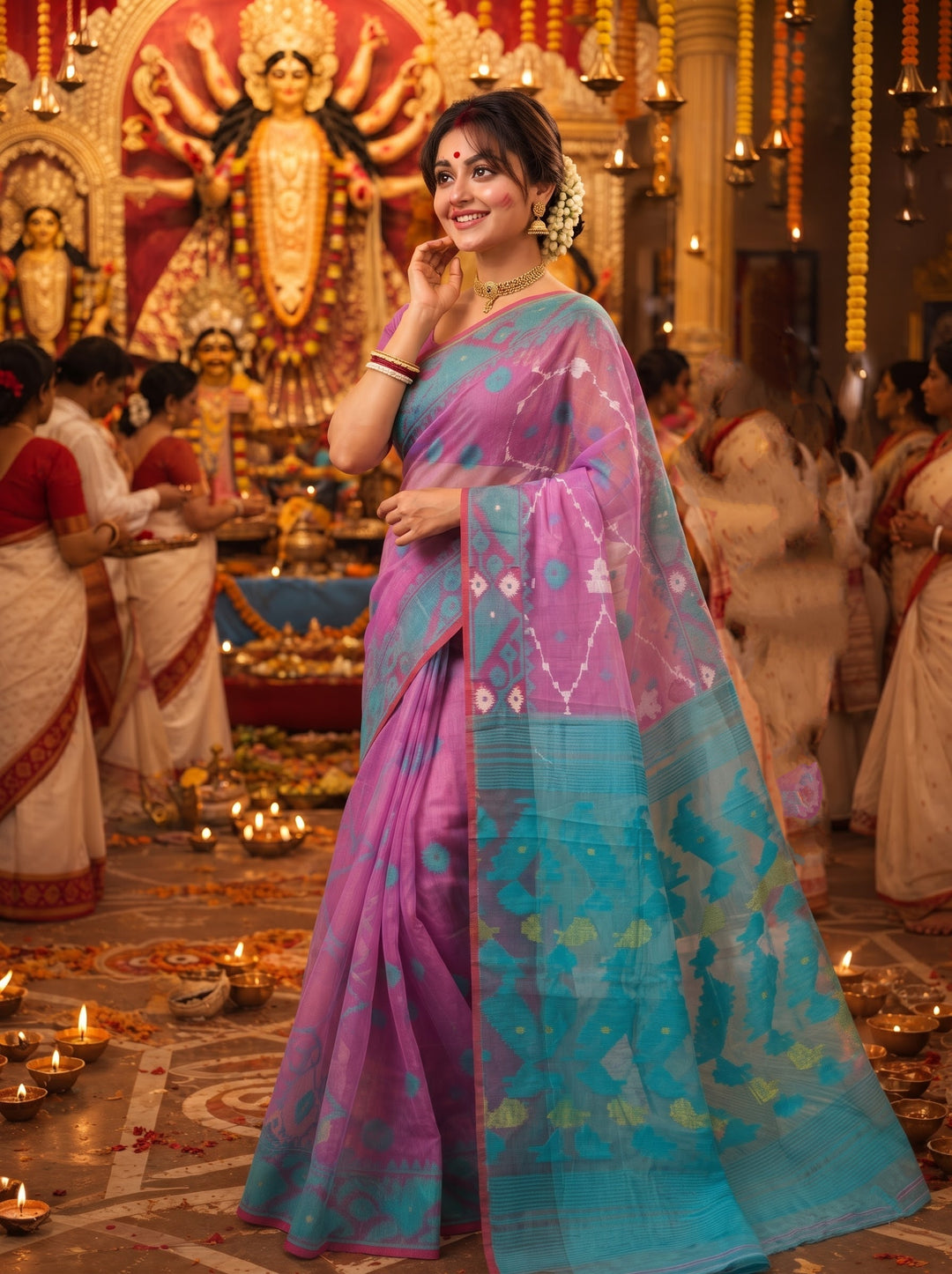 Kumudini | Karat Dhakai Jamdani Saree