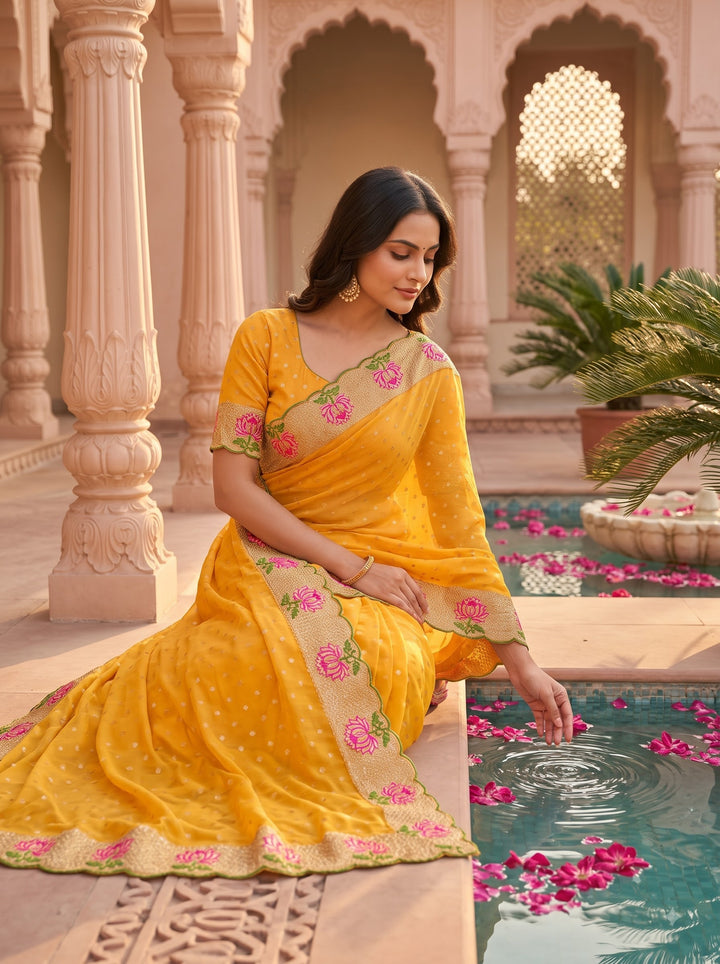 Emerald Noir- Silk (Semi) Saree with Mirror Work