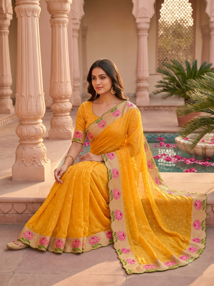 Emerald Noir- Silk (Semi) Saree with Mirror Work