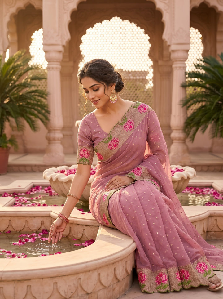 Emerald Noir- Silk (Semi) Saree with Mirror Work