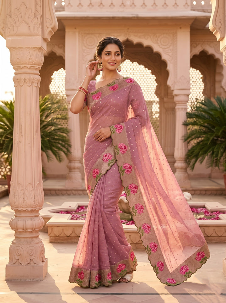 Emerald Noir- Silk (Semi) Saree with Mirror Work