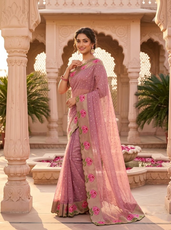 Emerald Noir- Silk (Semi) Saree with Mirror Work
