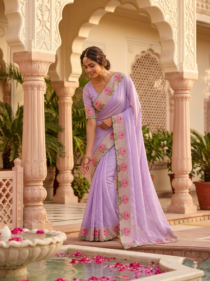 Emerald Noir- Silk (Semi) Saree with Mirror Work