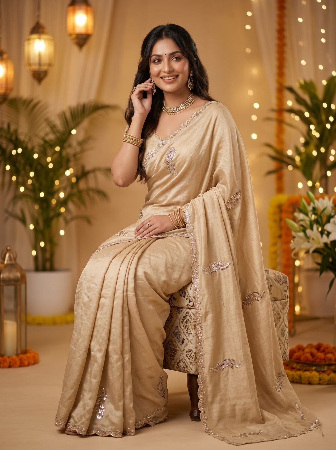 Elowen Glow  Rangoli Crush Silk Saree