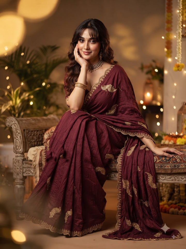 Elowen Glow  Rangoli Crush Silk Saree