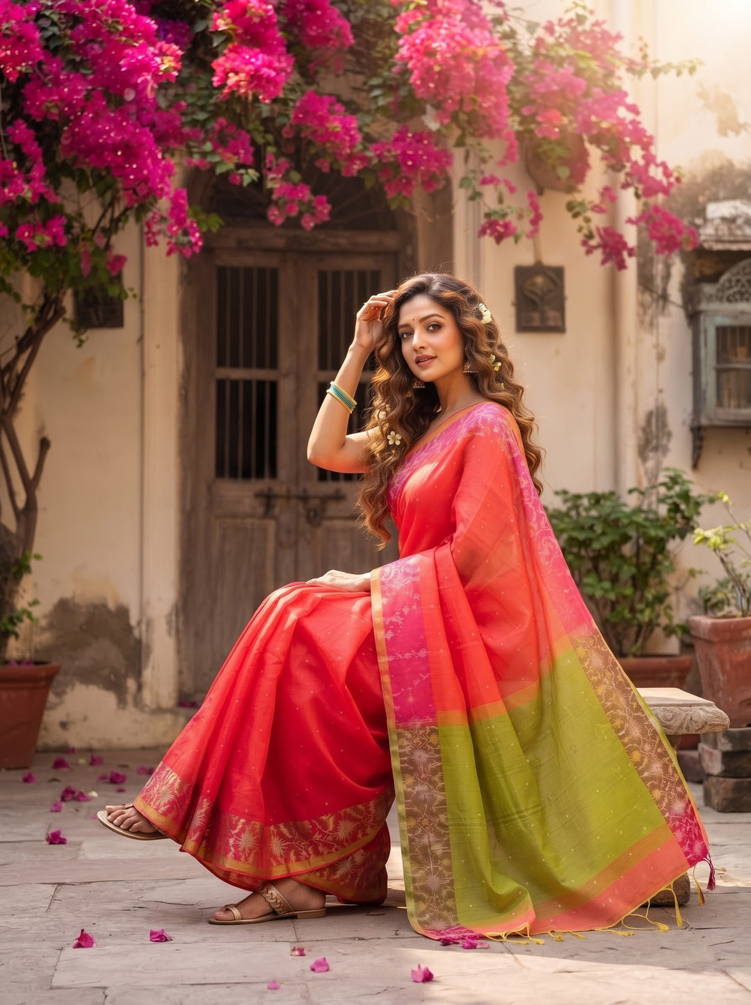 Ranga Priya khadi Jamdani Saree
