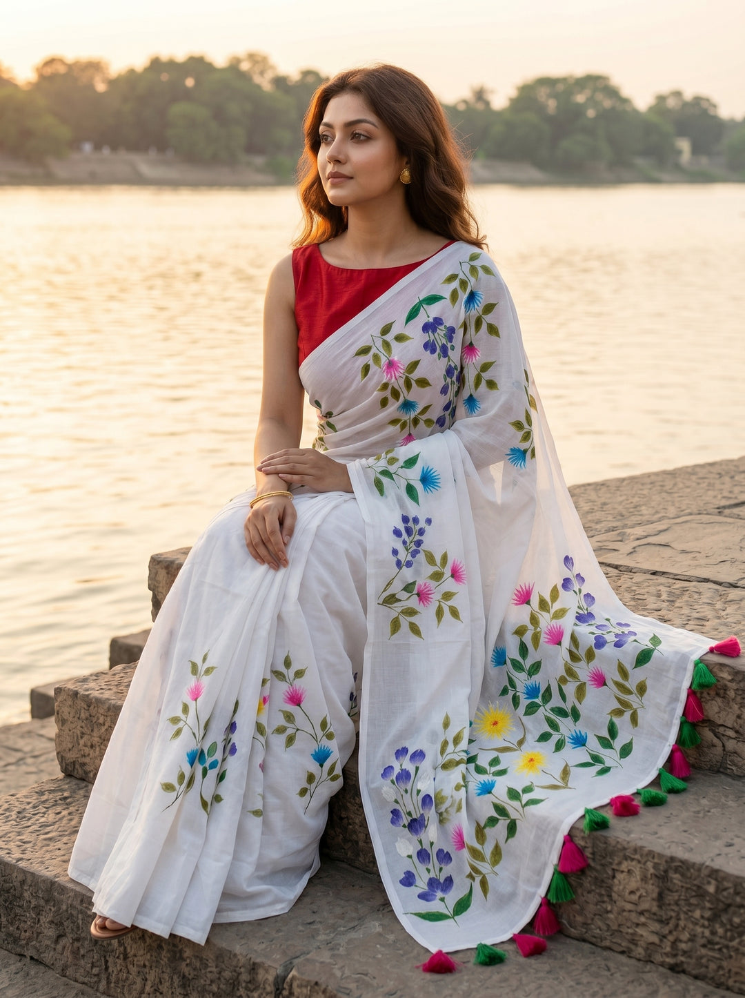 Wildflower Whisper Mul Cotton Saree