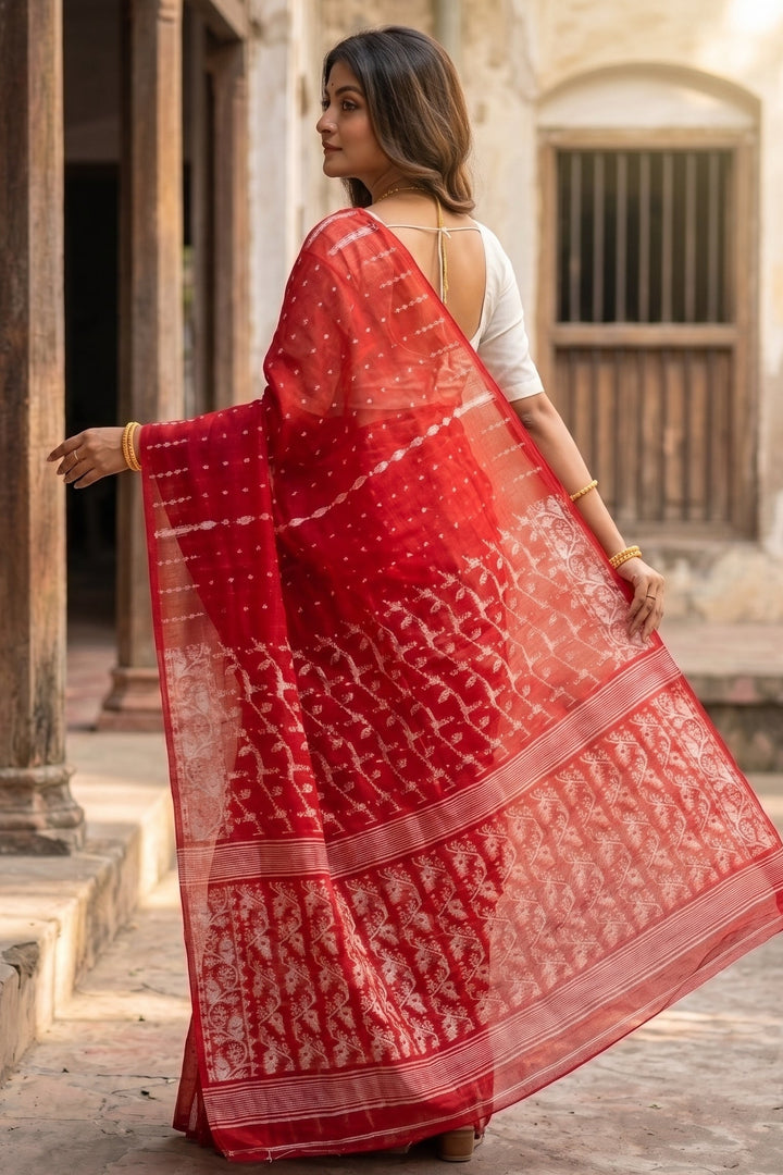 Shatarupa Bengal Jamdani Saree(Red)