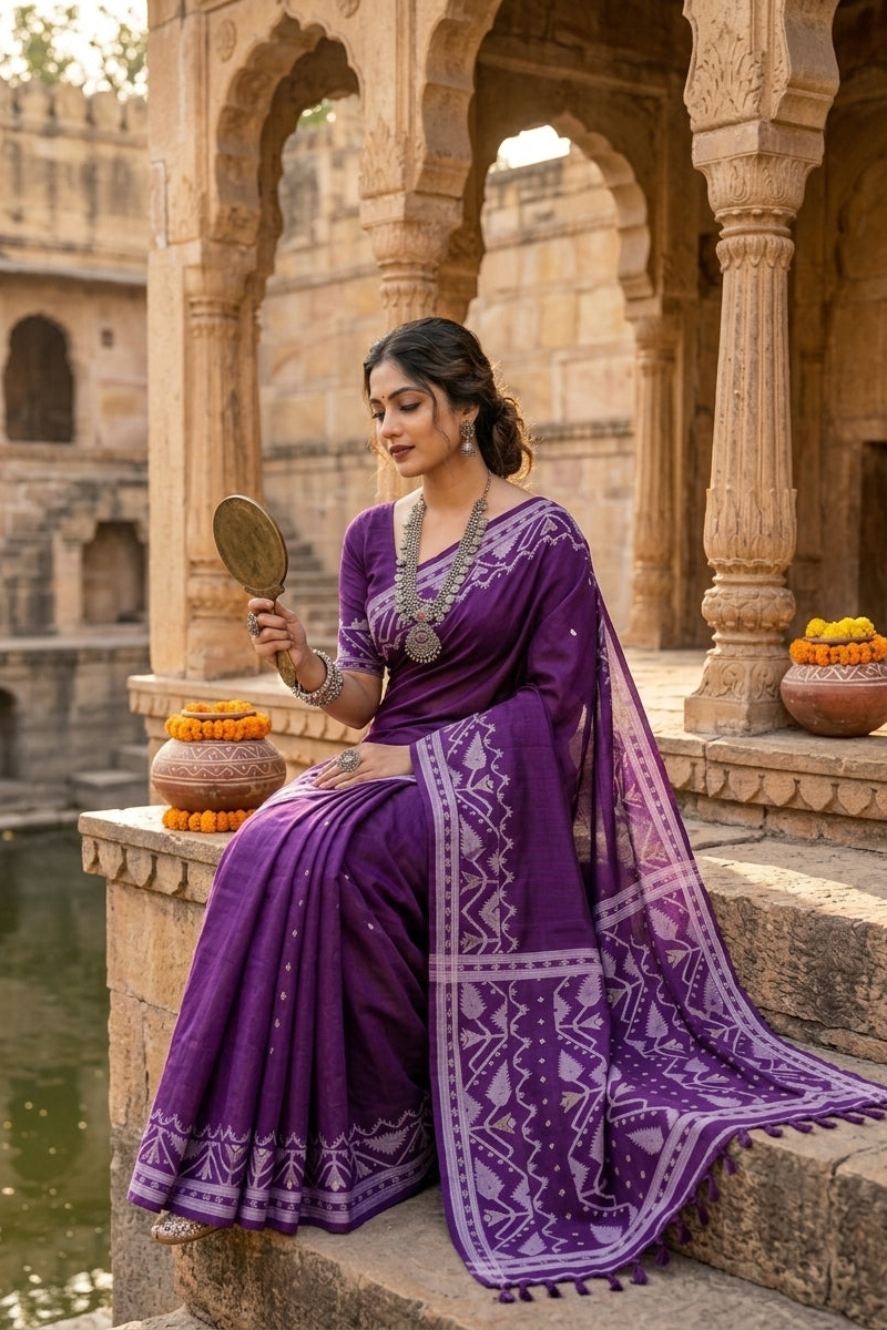 Pother Panchali Gachi Tussar Jamdani Saree