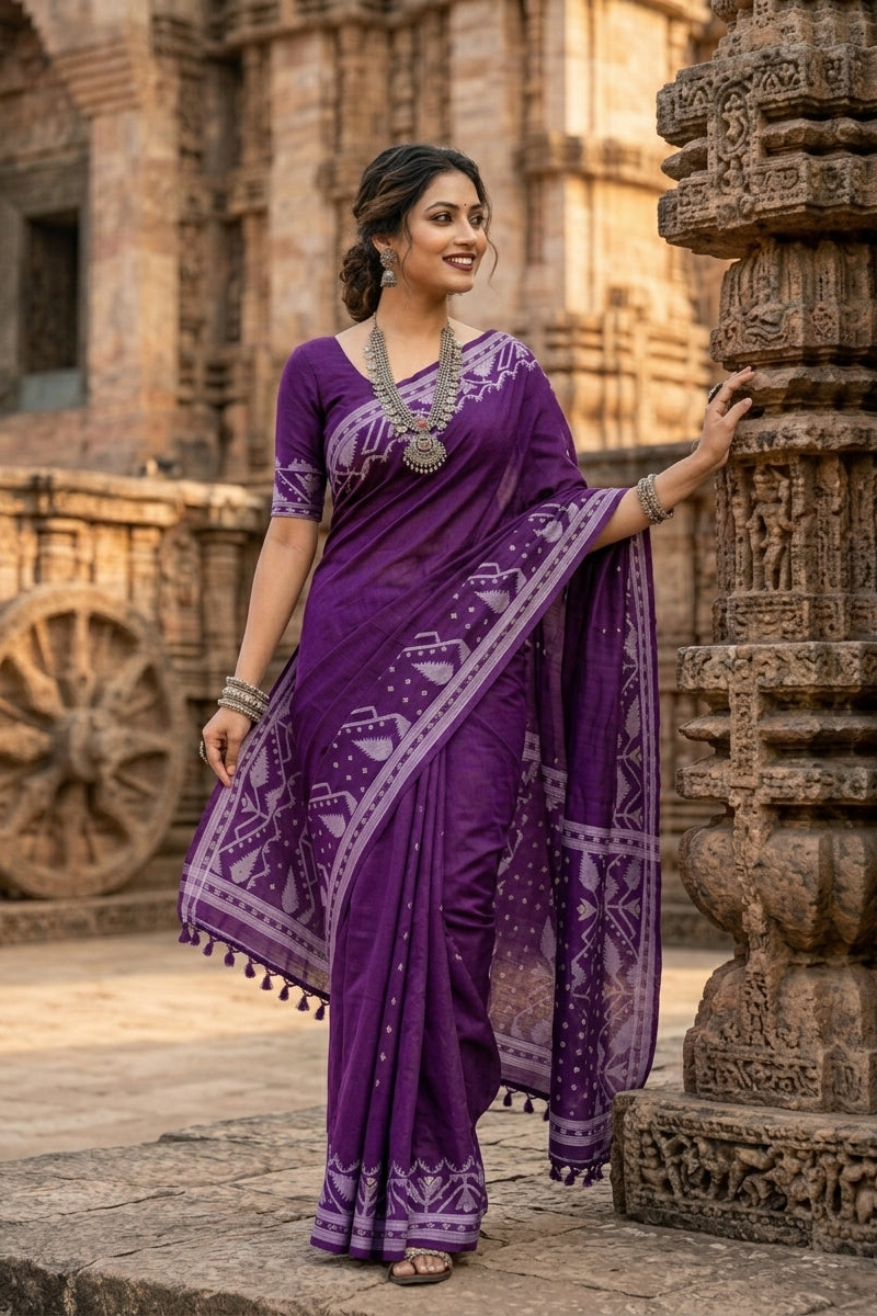 Pother Panchali Gachi Tussar Jamdani Saree