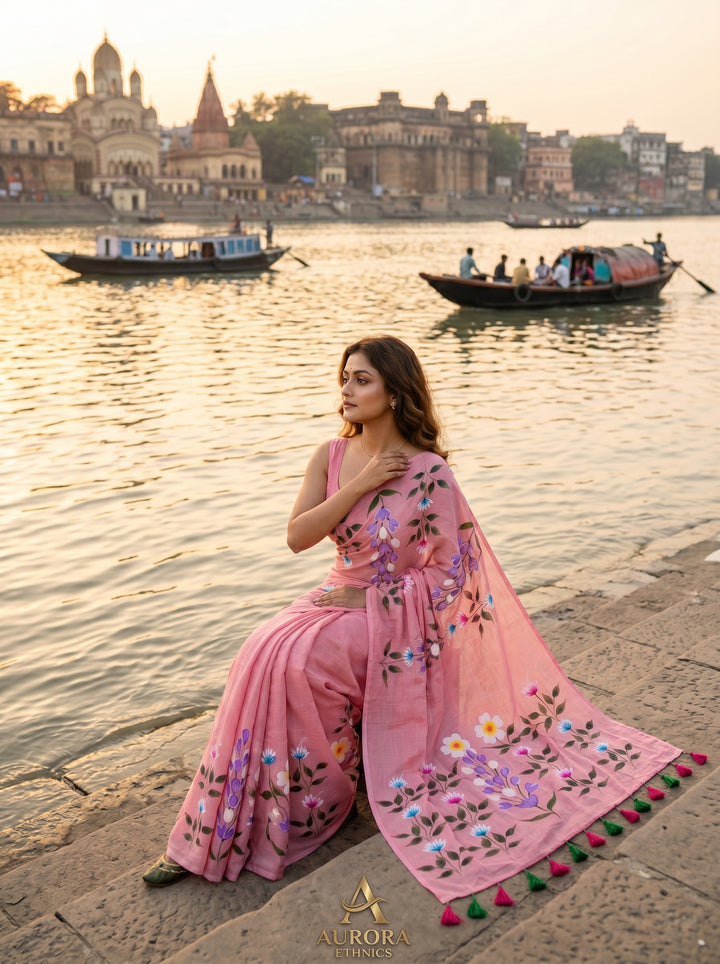 Wildflower Whisper Mul Cotton Saree