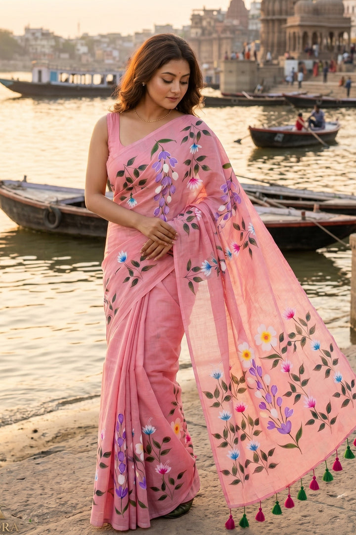 Wildflower Whisper Mul Cotton Saree
