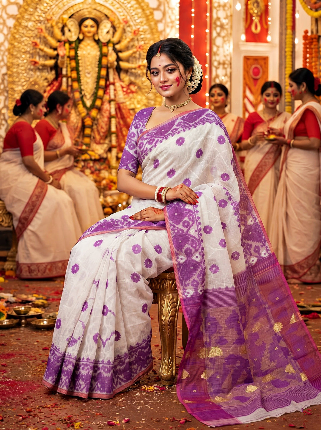 Kumudini | Karat Dhakai Jamdani Saree