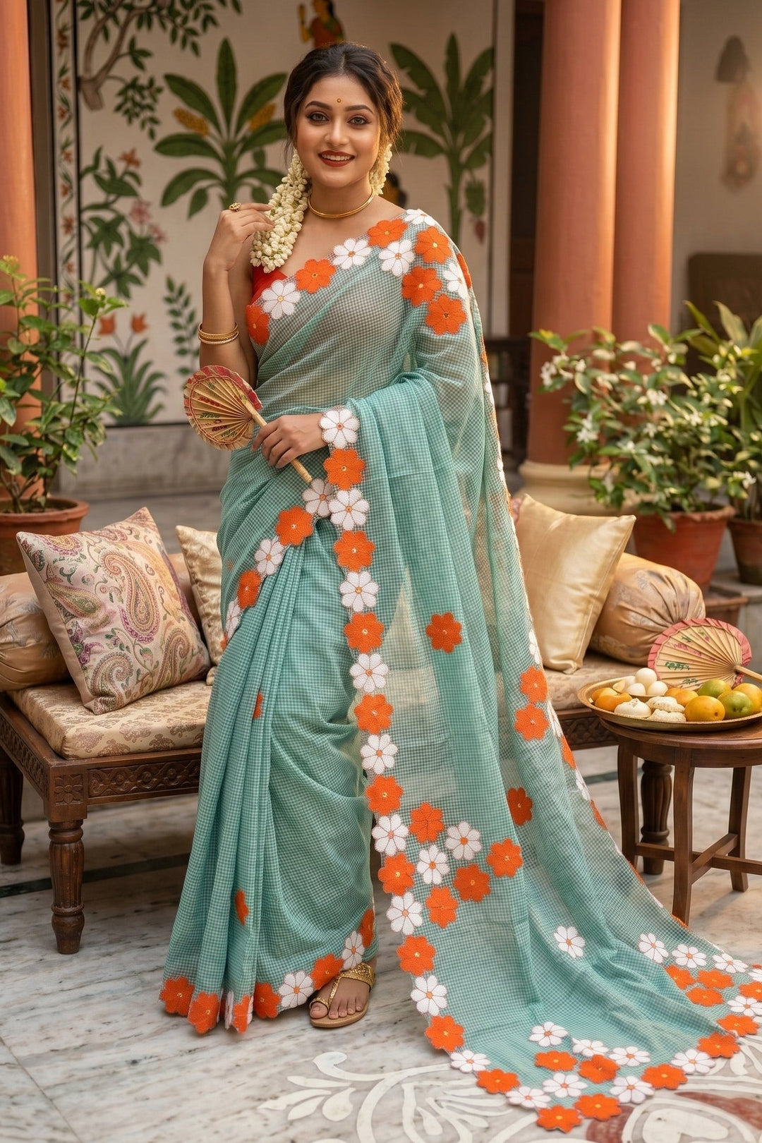 Surobhilata Reshom Kota Applique Saree
